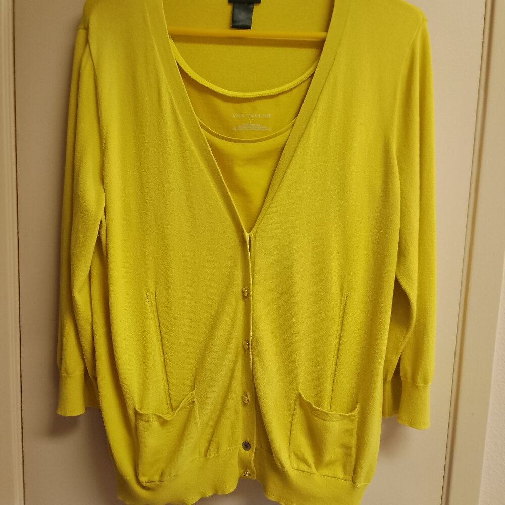 Women's Ann Taylor Lime Green Sweater Set.